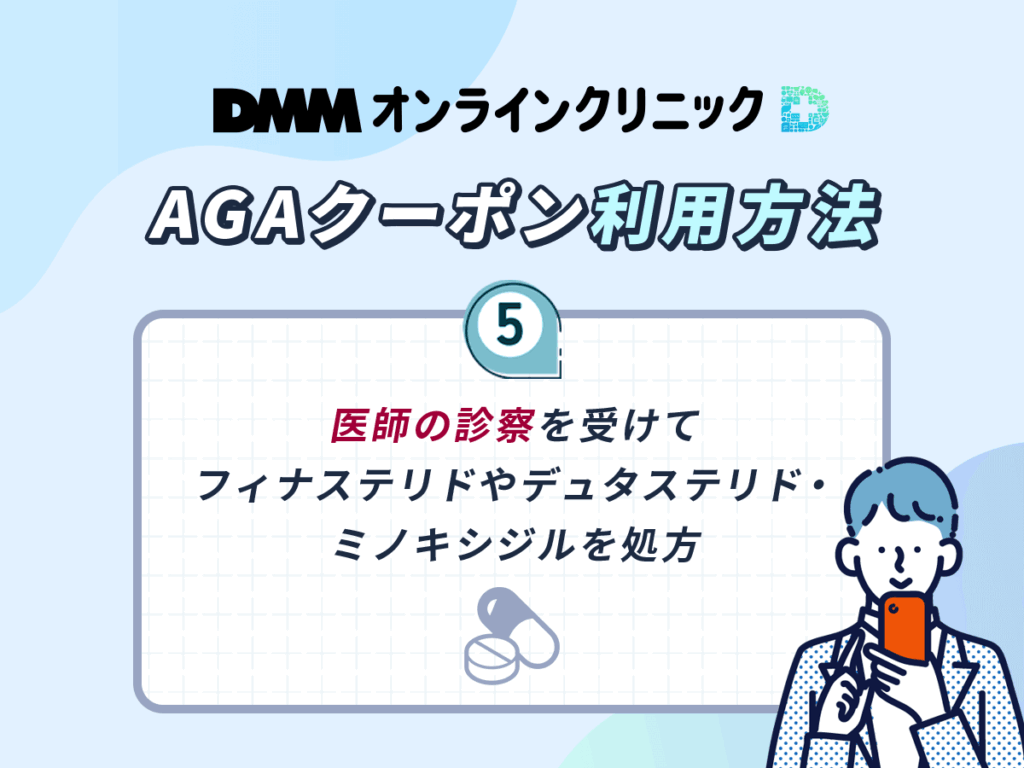 DMMのAGAクーポン利用方法⑤：医師の診察を受けてフィナステリドやデュタステリド・ミノキシジルを処方